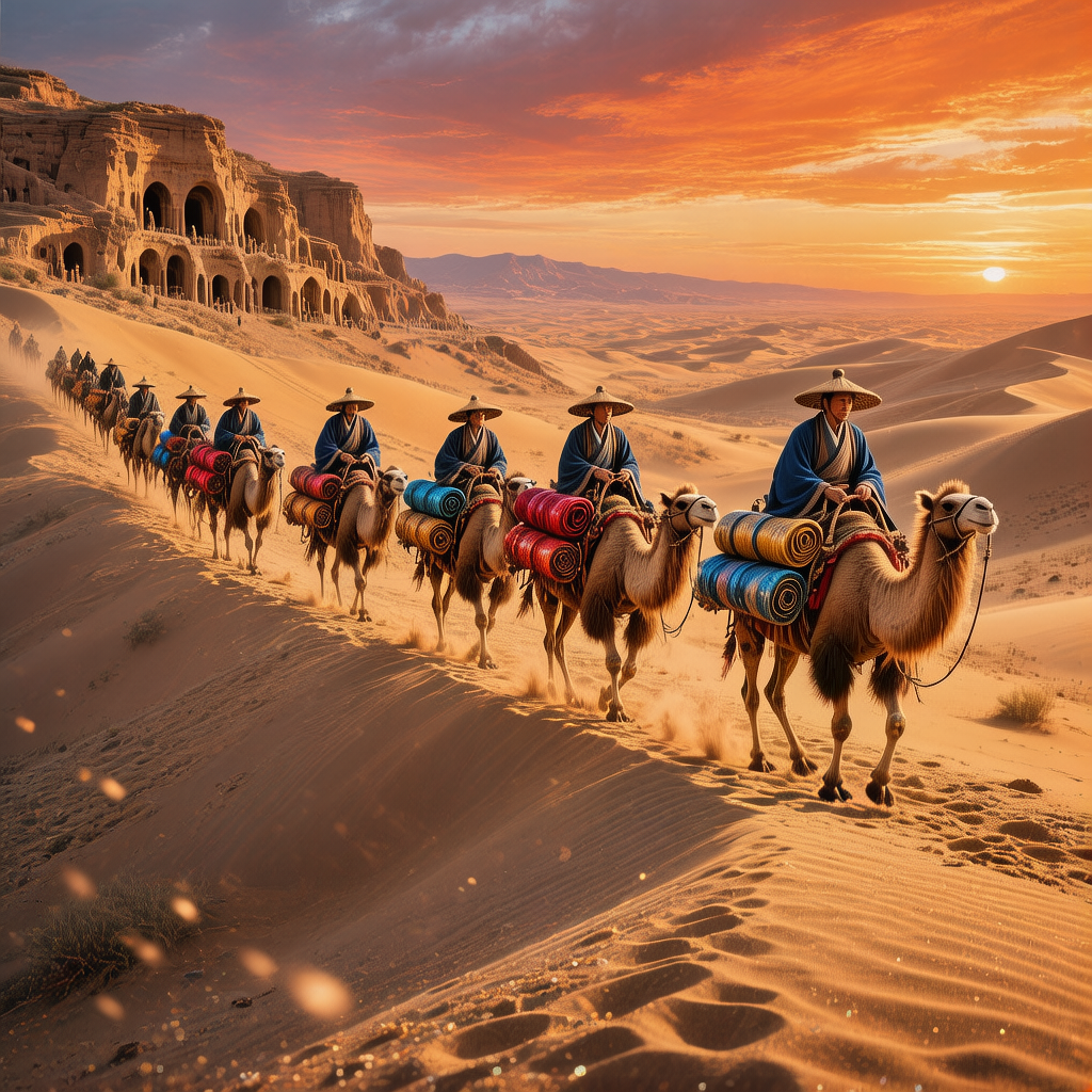 Silk Road Caravan Crossing Desert
