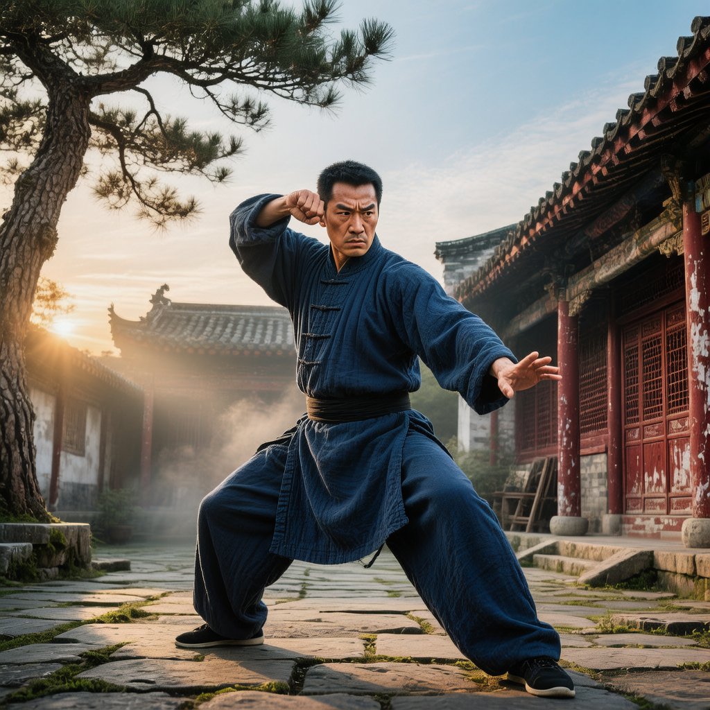 Xing Yi Quan practitioner in powerful San Ti stance