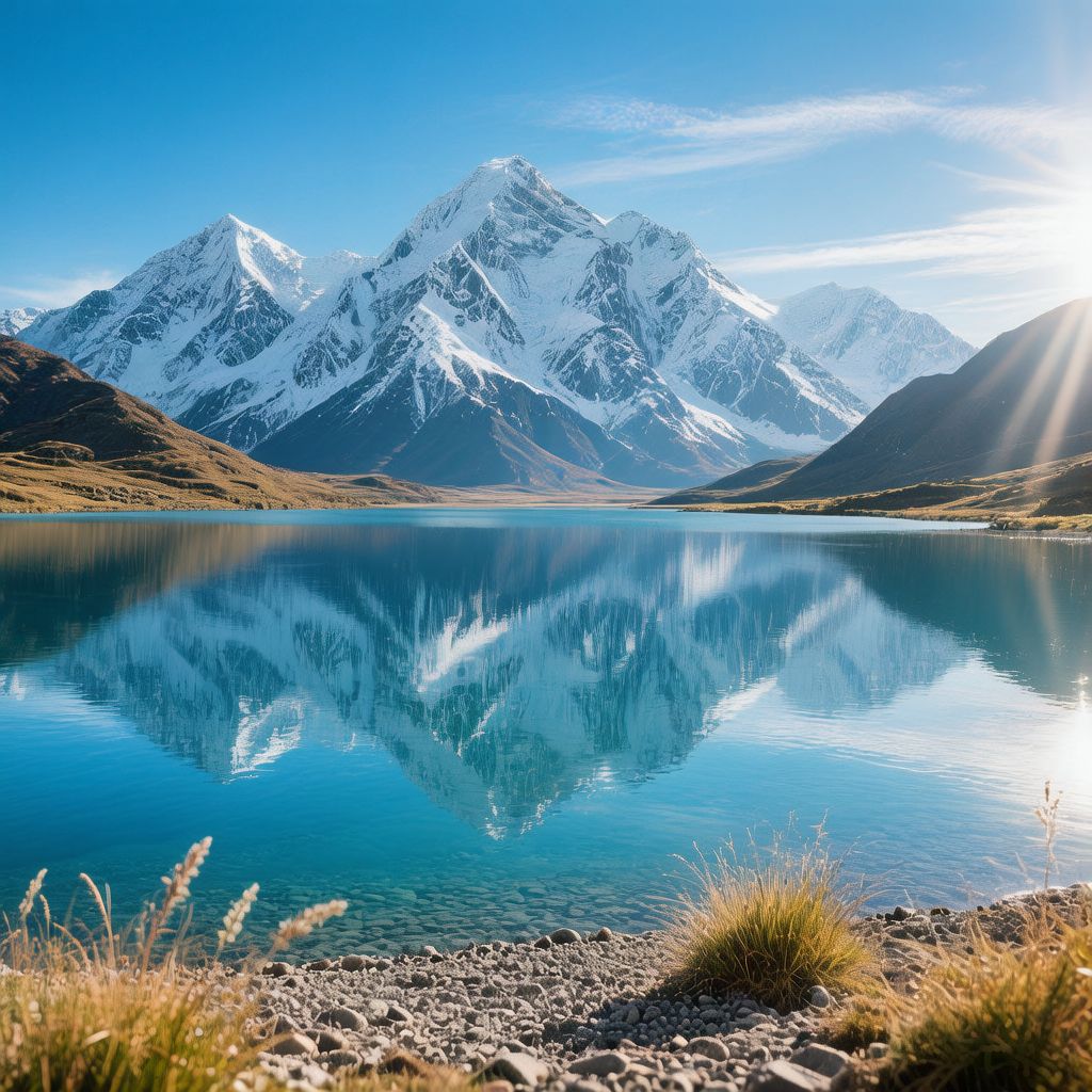 Yamdrok Lake snow mountain reflection blue sky plateau